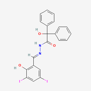 molecular formula C21H16I2N2O3 B11700552 2-hydroxy-N'-[(E)-(2-hydroxy-3,5-diiodophenyl)methylidene]-2,2-diphenylacetohydrazide 