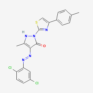 (4E)-4-[2-(2,5-dichlorophenyl)hydrazinylidene]-5-methyl-2-[4-(4-methylphenyl)-1,3-thiazol-2-yl]-2,4-dihydro-3H-pyrazol-3-one