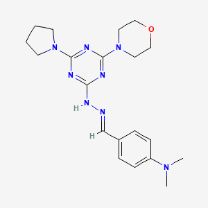 N,N-dimethyl-4-[(E)-{2-[4-(morpholin-4-yl)-6-(pyrrolidin-1-yl)-1,3,5-triazin-2-yl]hydrazinylidene}methyl]aniline