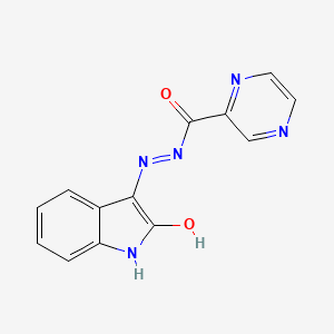 molecular formula C13H9N5O2 B11700599 N'-[(3Z)-2-oxo-1,2-dihydro-3H-indol-3-ylidene]pyrazine-2-carbohydrazide 