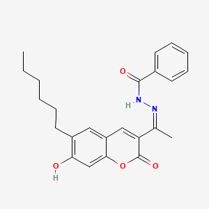 N'-[(1Z)-1-(6-hexyl-7-hydroxy-2-oxo-2H-chromen-3-yl)ethylidene]benzohydrazide