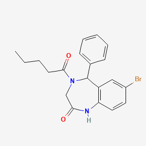 molecular formula C20H21BrN2O2 B11700610 7-bromo-4-pentanoyl-5-phenyl-4,5-dihydro-1H-benzo[e][1,4]diazepin-2(3H)-one 