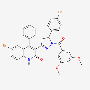 [3-(6-bromo-2-hydroxy-4-phenylquinolin-3-yl)-5-(4-bromophenyl)-4,5-dihydro-1H-pyrazol-1-yl](3,5-dimethoxyphenyl)methanone