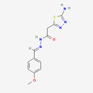 molecular formula C12H13N5O2S B11700639 2-(5-amino-1,3,4-thiadiazol-2-yl)-N'-[(E)-(4-methoxyphenyl)methylidene]acetohydrazide 