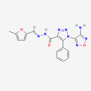 molecular formula C17H14N8O3 B11700645 1-(4-amino-1,2,5-oxadiazol-3-yl)-N'-[(E)-(5-methylfuran-2-yl)methylidene]-5-phenyl-1H-1,2,3-triazole-4-carbohydrazide 