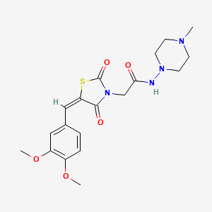 2-[(5E)-5-[(3,4-dimethoxyphenyl)methylidene]-2,4-dioxo-1,3-thiazolidin-3-yl]-N-(4-methylpiperazin-1-yl)acetamide