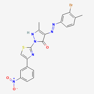 (4E)-4-[2-(3-bromo-4-methylphenyl)hydrazinylidene]-5-methyl-2-[4-(3-nitrophenyl)-1,3-thiazol-2-yl]-2,4-dihydro-3H-pyrazol-3-one