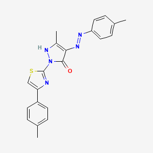 (4E)-5-methyl-4-[2-(4-methylphenyl)hydrazinylidene]-2-[4-(4-methylphenyl)-1,3-thiazol-2-yl]-2,4-dihydro-3H-pyrazol-3-one