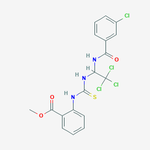 Methyl 2-{[(2,2,2-trichloro-1-{[(3-chlorophenyl)carbonyl]amino}ethyl)carbamothioyl]amino}benzoate