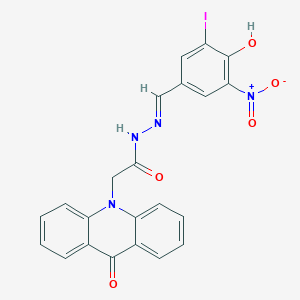 N'-[(E)-(4-hydroxy-3-iodo-5-nitrophenyl)methylidene]-2-(9-oxoacridin-10(9H)-yl)acetohydrazide