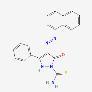 molecular formula C20H15N5OS B11700822 (4E)-4-[2-(naphthalen-1-yl)hydrazinylidene]-5-oxo-3-phenyl-4,5-dihydro-1H-pyrazole-1-carbothioamide 