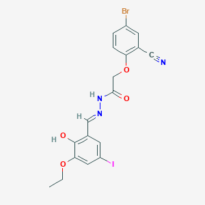 2-(4-Bromo-2-cyanophenoxy)-N'-[(E)-(3-ethoxy-2-hydroxy-5-iodophenyl)methylidene]acetohydrazide