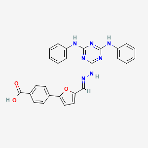 4-{5-[(E)-{2-[4,6-bis(phenylamino)-1,3,5-triazin-2-yl]hydrazinylidene}methyl]furan-2-yl}benzoic acid