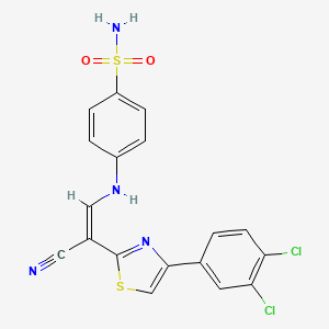 molecular formula C18H12Cl2N4O2S2 B11700913 (Z)-4-((2-cyano-2-(4-(3,4-dichlorophenyl)thiazol-2-yl)vinyl)amino)benzenesulfonamide 