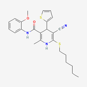 5-cyano-6-(hexylsulfanyl)-N-(2-methoxyphenyl)-2-methyl-4-(thiophen-2-yl)-1,4-dihydropyridine-3-carboxamide