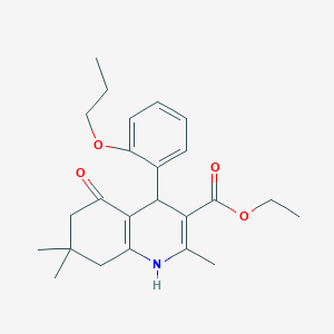 molecular formula C24H31NO4 B11700971 Ethyl 2,7,7-trimethyl-5-oxo-4-(2-propoxyphenyl)-1,4,5,6,7,8-hexahydroquinoline-3-carboxylate 