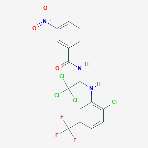 molecular formula C16H10Cl4F3N3O3 B11701013 3-nitro-N-(2,2,2-trichloro-1-{[2-chloro-5-(trifluoromethyl)phenyl]amino}ethyl)benzamide 