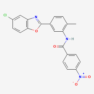 molecular formula C21H14ClN3O4 B11701018 N-[5-(5-chloro-1,3-benzoxazol-2-yl)-2-methylphenyl]-4-nitrobenzamide 