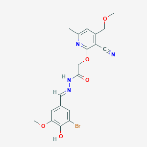 N'-[(E)-(3-bromo-4-hydroxy-5-methoxyphenyl)methylidene]-2-{[3-cyano-4-(methoxymethyl)-6-methylpyridin-2-yl]oxy}acetohydrazide