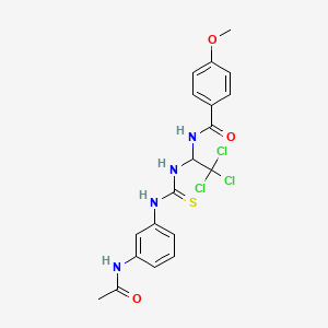 molecular formula C19H19Cl3N4O3S B11701083 N-[1-({[3-(acetylamino)anilino]carbothioyl}amino)-2,2,2-trichloroethyl]-4-methoxybenzamide 