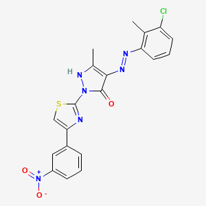 (4Z)-4-[2-(3-chloro-2-methylphenyl)hydrazinylidene]-5-methyl-2-[4-(3-nitrophenyl)-1,3-thiazol-2-yl]-2,4-dihydro-3H-pyrazol-3-one