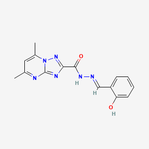 molecular formula C15H14N6O2 B11701096 2-[(E)-{2-[(5,7-dimethyl[1,2,4]triazolo[1,5-a]pyrimidin-3-ium-2-yl)carbonyl]hydrazinylidene}methyl]phenolate 