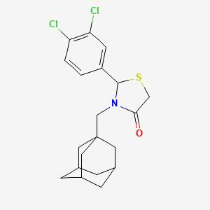 molecular formula C20H23Cl2NOS B11701131 3-(Adamantan-1-ylmethyl)-2-(3,4-dichlorophenyl)-1,3-thiazolidin-4-one 