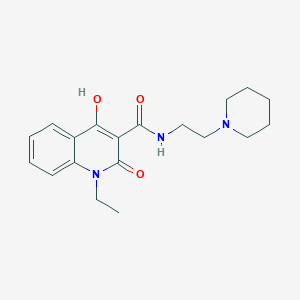 molecular formula C19H25N3O3 B11701166 1-ethyl-4-hydroxy-2-oxo-N-[2-(piperidin-1-yl)ethyl]-1,2-dihydroquinoline-3-carboxamide 