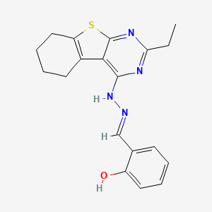 2-{(E)-[2-(2-ethyl-5,6,7,8-tetrahydro[1]benzothieno[2,3-d]pyrimidin-4-yl)hydrazinylidene]methyl}phenol