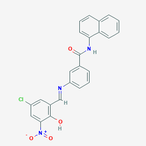 3-{[(E)-(5-chloro-2-hydroxy-3-nitrophenyl)methylidene]amino}-N-(naphthalen-1-yl)benzamide