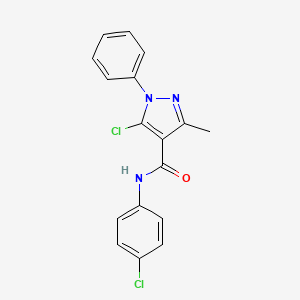 molecular formula C17H13Cl2N3O B11701271 5-chloro-N-(4-chlorophenyl)-3-methyl-1-phenyl-1H-pyrazole-4-carboxamide 