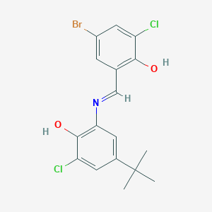 molecular formula C17H16BrCl2NO2 B11701289 4-bromo-2-{(E)-[(5-tert-butyl-3-chloro-2-hydroxyphenyl)imino]methyl}-6-chlorophenol 