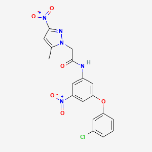 N-(3-(3-Chlorophenoxy)-5-nitrophenyl)-2-(5-methyl-3-nitro-1H-pyrazol-1-yl)acetamide