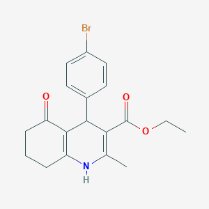 molecular formula C19H20BrNO3 B11701325 Ethyl 4-(4-bromophenyl)-2-methyl-5-oxo-1,4,5,6,7,8-hexahydroquinoline-3-carboxylate 