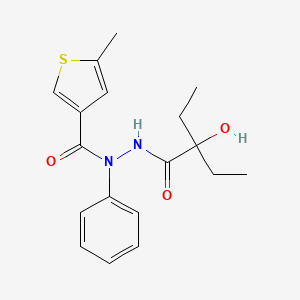 molecular formula C18H22N2O3S B11701363 N'-(2-ethyl-2-hydroxybutanoyl)-5-methyl-N-phenylthiophene-3-carbohydrazide 