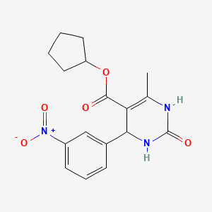 molecular formula C17H19N3O5 B11701485 Cyclopentyl 6-methyl-4-(3-nitrophenyl)-2-oxo-1,2,3,4-tetrahydropyrimidine-5-carboxylate 