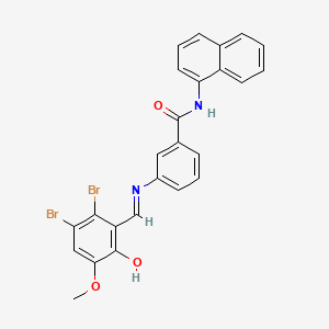 molecular formula C25H18Br2N2O3 B11701519 3-{[(E)-(2,3-dibromo-6-hydroxy-5-methoxyphenyl)methylidene]amino}-N-(naphthalen-1-yl)benzamide 