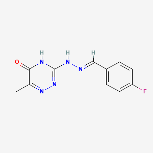 molecular formula C11H10FN5O B11701543 3-[(2E)-2-(4-fluorobenzylidene)hydrazinyl]-6-methyl-1,2,4-triazin-5-ol 