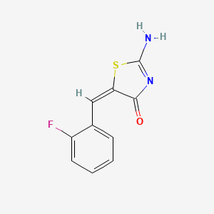 molecular formula C10H7FN2OS B11701559 (5E)-5-(2-fluorobenzylidene)-2-imino-2,5-dihydro-1,3-thiazol-4-ol 