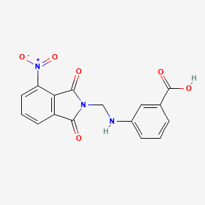 molecular formula C16H11N3O6 B11701609 3-{[(4-nitro-1,3-dioxo-2,3-dihydro-1H-isoindol-2-yl)methyl]amino}benzoic acid 