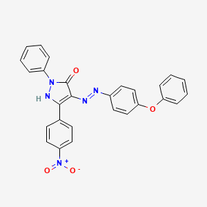 (4Z)-5-(4-nitrophenyl)-4-[2-(4-phenoxyphenyl)hydrazinylidene]-2-phenyl-2,4-dihydro-3H-pyrazol-3-one