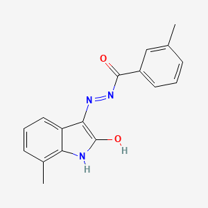 molecular formula C17H15N3O2 B11701623 3-Methyl-benzoic acid (7-methyl-2-oxo-1,2-dihydro-indol-3-ylidene)-hydrazide 