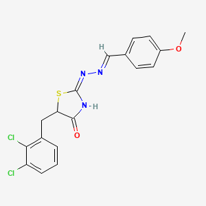 molecular formula C18H15Cl2N3O2S B11701635 (2E)-5-(2,3-dichlorobenzyl)-2-[(2E)-(4-methoxybenzylidene)hydrazinylidene]-1,3-thiazolidin-4-one 