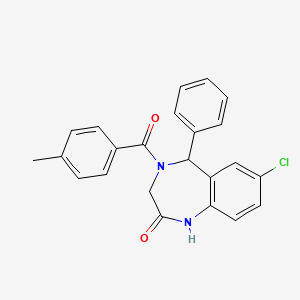 molecular formula C23H19ClN2O2 B11701656 7-chloro-4-(4-methylbenzoyl)-5-phenyl-4,5-dihydro-1H-benzo[e][1,4]diazepin-2(3H)-one 