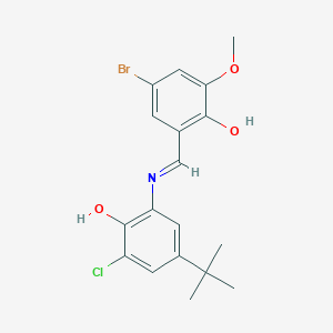 molecular formula C18H19BrClNO3 B11701683 4-bromo-2-{(E)-[(5-tert-butyl-3-chloro-2-hydroxyphenyl)imino]methyl}-6-methoxyphenol 