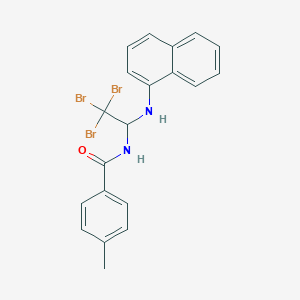 molecular formula C20H17Br3N2O B11701685 4-methyl-N-[2,2,2-tribromo-1-(1-naphthylamino)ethyl]benzamide 