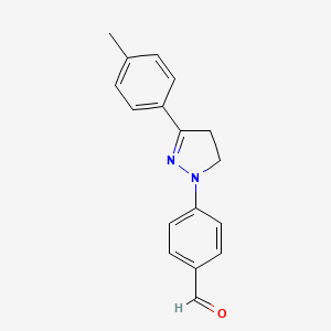 molecular formula C17H16N2O B11701711 4-[3-(4-methylphenyl)-4,5-dihydro-1H-pyrazol-1-yl]benzaldehyde 