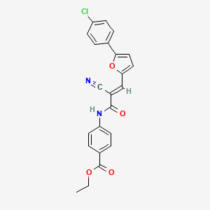 molecular formula C23H17ClN2O4 B11701712 ethyl 4-({(2E)-3-[5-(4-chlorophenyl)furan-2-yl]-2-cyanoprop-2-enoyl}amino)benzoate 