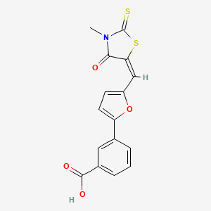 molecular formula C16H11NO4S2 B11701731 3-{5-[(E)-(3-methyl-4-oxo-2-thioxo-1,3-thiazolidin-5-ylidene)methyl]furan-2-yl}benzoic acid 