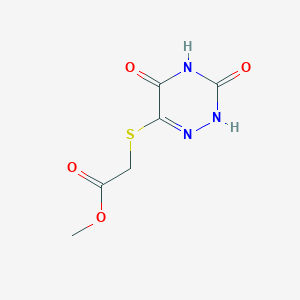 molecular formula C6H7N3O4S B11701753 Methyl [(3,5-dihydroxy-1,2,4-triazin-6-yl)sulfanyl]acetate CAS No. 75621-68-0